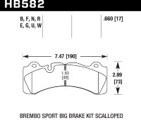Колодки тормозные HB582E.660 HAWK Blue 9012 Brembo Scalloped 17 mm