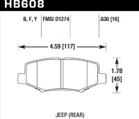 Колодки тормозные HB608F.630 HAWK HPS задние JEEP