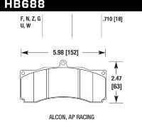 Колодки тормозные HB688G.710 HAWK DTC-60 PROMA 6 порш, AP Racing, Stop Tech, JBT, Alcon, XYZ