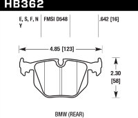 Колодки тормозные HB362N.642 HAWK HP+ задние BMW  (E31) / M3 3.2 i E40