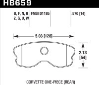 Колодки тормозные HB659U.570 HAWK DTC-70 Corvette 1-pc rear 14 mm