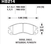 Колодки тормозные HB214G.618 HAWK DTC-60 Mitsubishi 16 mm
