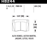 Колодки тормозные HB244S.624 HAWK HT-10 Lotus 16 mm
