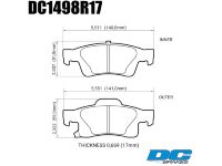 Колодки тормозные DC1498R17 DC Brakes Street HD+, задние Jeep Grand Cherokee WK2/Dodge Durango 201