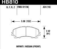 Колодки тормозные HB810Z.624 HAWK PC  перед INFINITI Q50 2013-> ; QX50 2018-> ; Q60 2016->