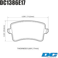 Колодки тормозные DC1386E17 DC Brakes RT.2 задн. AUDI A5, A4, Q5, A6, A7, A8