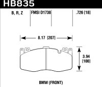 Колодки тормозные HB835B.726 перед BMW X5M F85; X6M F86