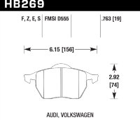 Колодки тормозные HB269S.763 HAWK HT-10 Audi, Volkswagon 19 mm