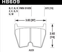 Колодки тормозные HB609F.572 HAWK HPS Brembo 8 поршней; JBT FB8P; (комплект 8 шт)