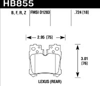 Колодки тормозные HB855Z.724 HAWK PC Lexus LS (F4), LS350, LS500 2017->  задние
