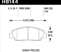 Колодки тормозные HB144U.719 HAWK DTC-70 Honda Prelude 18 mm