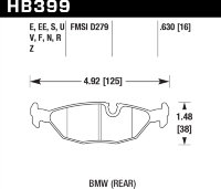 Колодки тормозные HB399S.630 HAWK HT-10 задние  BMW (E24), (E28), (E30), (E34)
