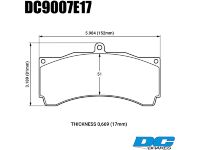 Колодки тормозные DC9007E17 DC Brakes RT.2 PROMA 6 порш, Stop Tech, JBT, Alcon, HPB, XYZ 18 mm