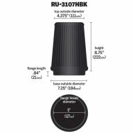 Фильтр нулевого сопротивления универсальный K&amp;N RU-3107HBK d=127mm, СУХОЙ СИНТЕТИЧЕСКИЙ - Фильтр нулевого сопротивления универсальный K&N RU-3107HBK d=127mm, СУХОЙ СИНТЕТИЧЕСКИЙ
