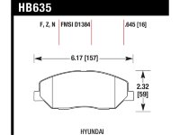 Колодки тормозные HB635F.645 HAWK HPS; 17mm