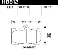 Колодки тормозные HB812Z.680 HAWK PC перед Toyota Celsior 4.3 (UCF3) Lexus GS 2005-> ; IS III 2015->