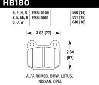 Колодки тормозные HB180U.560 HAWK DTC-70 Subaru, BMW, Nissan, Mitsubishi (Rear) 14 mm