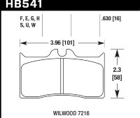 Колодки тормозные HB541W.630 HAWK DTC-30 Wilwood 16 mm