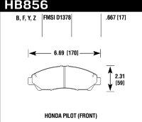 Колодки тормозные HB856Y.667 HAWK LTS Honda Pilot; Cadillac XT5; XT6