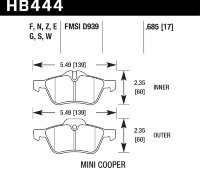 Колодки тормозные HB444V.685 HAWK DTC-50; Mini Cooper 18mm