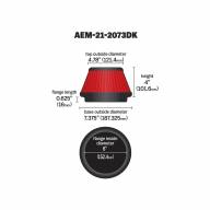 Воздушный фильтр нулевого сопротивления AEM 21-2073DK универсальный D=127mm L=127 мм - Воздушный фильтр нулевого сопротивления AEM 21-2073DK универсальный D=127mm L=127 мм