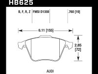 Колодки тормозные HB625N.760 передние Audi TT (8J) / S3 (8P) / Volkswagen Golf R