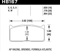 Колодки тормозные HB167U.778 HAWK DTC-70 AP Racing, Alcon, Brembo 20 mm