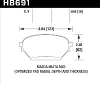 Колодки тормозные HB691V.644 HAWK DTC-50; Mazda MX-5 17mm