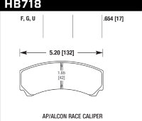 Колодки тормозные HB718U.654 HAWK DTC-70; HP-Brakes HPB-BP607; D=42mm (17mm)