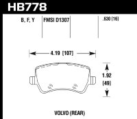 Колодки тормозные HB778Y.630 HAWK LTS; 16mm задние Land Rover Evoque, Freelander MK2