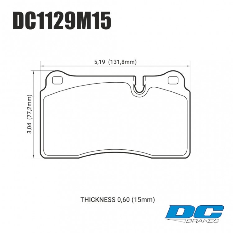 Колодки тормозные DC1129M15 DC Brakes Race Track, перед MMC LANCER EVO V-X; SUBARU WRX STI