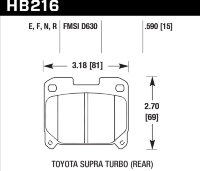 Колодки тормозные HB216E.590 HAWK Blue 9012 Toyota Supra Turbo (Rear) 15 mm