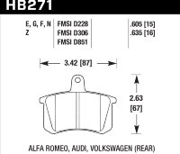 Колодки тормозные HB271N.635 HAWK HP+ задние AUDI / VW