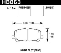 Колодки тормозные HB863Y.605 HAWK LTS Honda Pilot  задние