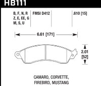 Колодки тормозные HB111G.610 HAWK DTC-60 PBR GM, Mustang 16 mm
