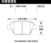 Колодки тормозные HB695F.609 HAWK HPS задн. AUDI A3 8P; VW Golf 6; Skoda Octavia; Seat Leon