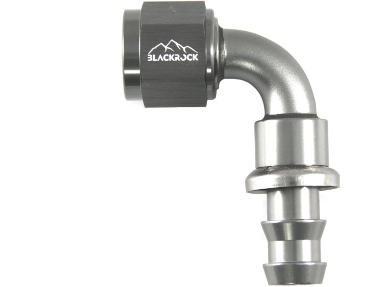 - 8 AN (8AN AN8) фитинг 90°, PUSH FIT серия BLACKROCK LAB P08-090-7Ti