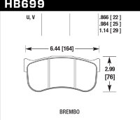 Колодки тормозные HB699Q.984 HAWK DTC-80 Brembo GT-3 caliper (wide annulus)